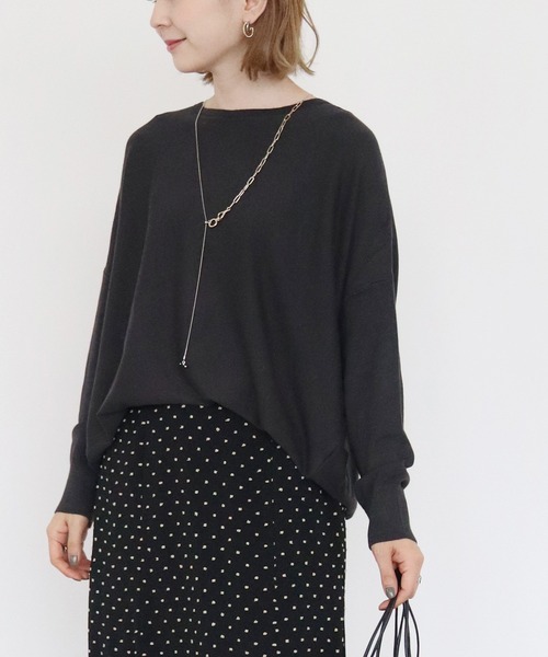 AMERICAN HOLIC（アメリカンホリック）の「クルーネックコクーンニットプルオーバー　＊●（ニット/セーター・レディース・チャコールグレー/オフホワイト/ピンク/サックスブルー/オレンジ/グレイッシュベージュ・L/M）」の3枚目の写真