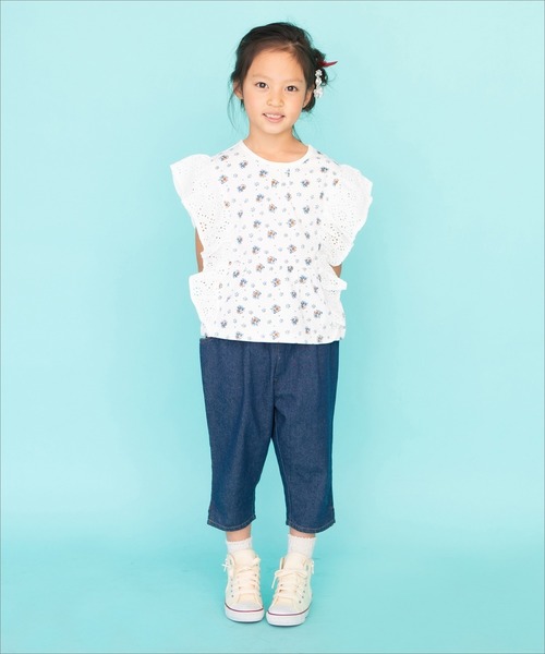 RAGMART（ラグマート）の「袖レース 半袖Tシャツ（Tシャツ/カットソー・キッズ・オフホワイト/グリーン・110cm/130cm/120cm/100cm）」の4枚目の写真