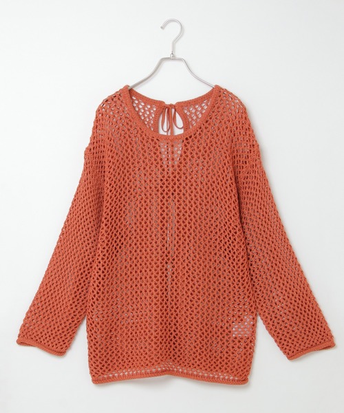 notch.（ノッチ）の「透かし編みバックリボンプルオーバー（ニット/セーター・レディース・オフホワイト/ベージュ/オレンジ/ブラック・M）」の22枚目の写真