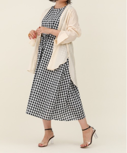 sakishimatokyo（サキシマトーキョー）の「【ZOZO限定】サキシマamp「チェック柄ボリュームワンピース」（ワンピース・レディース・グリーン/ブラック・FREE）」の2枚目の写真