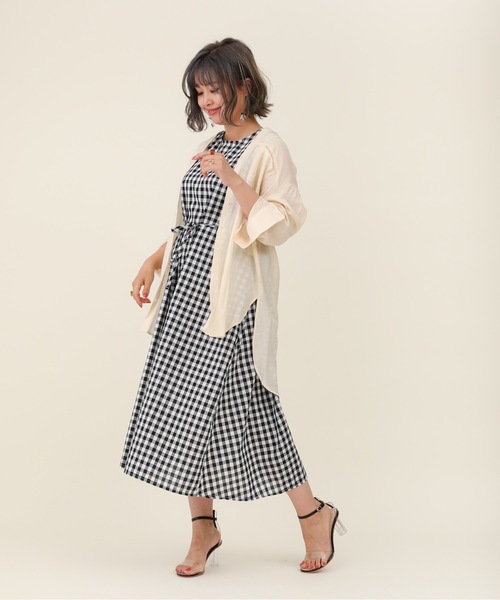 sakishimatokyo（サキシマトーキョー）の「【ZOZO限定】サキシマamp「チェック柄ボリュームワンピース」（ワンピース・レディース・グリーン/ブラック・FREE）」の4枚目の写真