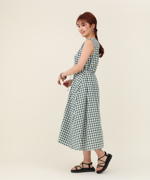 sakishimatokyo（サキシマトーキョー）の「【ZOZO限定】サキシマamp「チェック柄ボリュームワンピース」（ワンピース・レディース・グリーン/ブラック・FREE）」の7枚目の写真