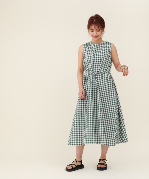 sakishimatokyo（サキシマトーキョー）の「【ZOZO限定】サキシマamp「チェック柄ボリュームワンピース」（ワンピース・レディース・グリーン/ブラック・FREE）」の9枚目の写真