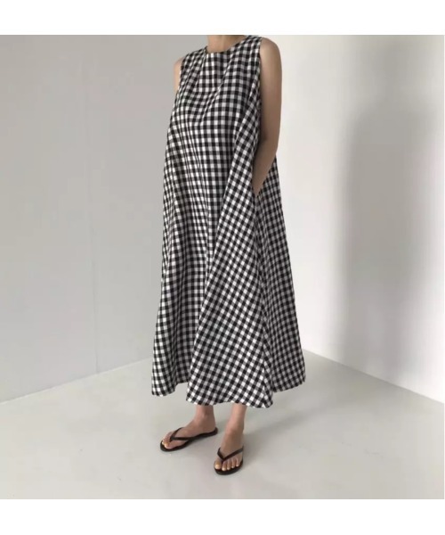 sakishimatokyo（サキシマトーキョー）の「【ZOZO限定】サキシマamp「チェック柄ボリュームワンピース」（ワンピース・レディース・グリーン/ブラック・FREE）」の12枚目の写真