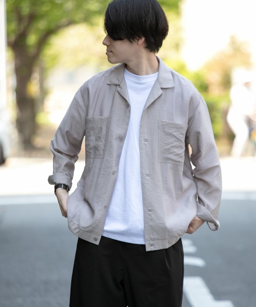 ITEMS URBANRESEARCH（アイテムズ アーバンリサーチ）の「レーヨン混 両ポケオープンカラーシャツ（シャツ/ブラウス・メンズ・レッド/ブラック/ベージュ・MEDIUM/LARGE）」の12枚目の写真