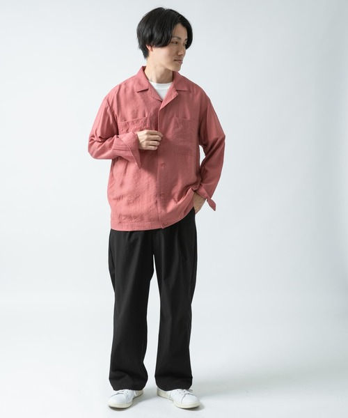 ITEMS URBANRESEARCH（アイテムズ アーバンリサーチ）の「レーヨン混 両ポケオープンカラーシャツ（シャツ/ブラウス・メンズ・レッド/ブラック/ベージュ・MEDIUM/LARGE）」の11枚目の写真