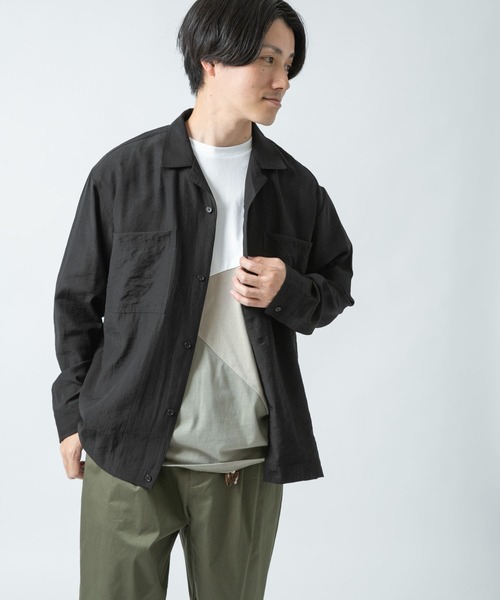 ITEMS URBANRESEARCH（アイテムズ アーバンリサーチ）の「レーヨン混 両ポケオープンカラーシャツ（シャツ/ブラウス・メンズ・レッド/ブラック/ベージュ・MEDIUM/LARGE）」の9枚目の写真