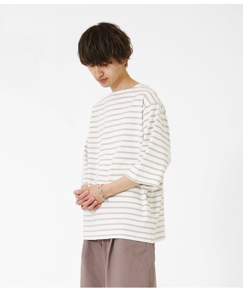 BALLAST ARK（バラストアーク）の「BALLAST ARK / バラストアーク：BIG BASQUE TEE：BA03-T002[AST]（Tシャツ/カットソー・レディース・ネイビー×ホワイト/ホワイト系その他・L/M）」の21枚目の写真