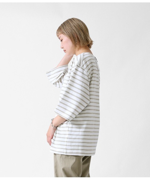 BALLAST ARK（バラストアーク）の「BALLAST ARK / バラストアーク：BIG BASQUE TEE：BA03-T002[AST]（Tシャツ/カットソー・レディース・ネイビー×ホワイト/ホワイト系その他・L/M）」の17枚目の写真