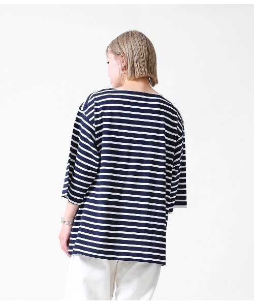 BALLAST ARK（バラストアーク）の「BALLAST ARK / バラストアーク：BIG BASQUE TEE：BA03-T002[AST]（Tシャツ/カットソー・レディース・ネイビー×ホワイト/ホワイト系その他・L/M）」の6枚目の写真