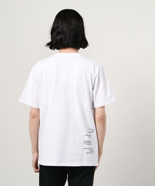 TRAP/U (トラップユー)の「16/-天竺 フロント メッセージプリント コットン 半袖 Tシャツ(Tシャツ/カットソー・メンズ・ブラック/グレイッシュブルー/ホワイト・L/M)」の6枚目の写真