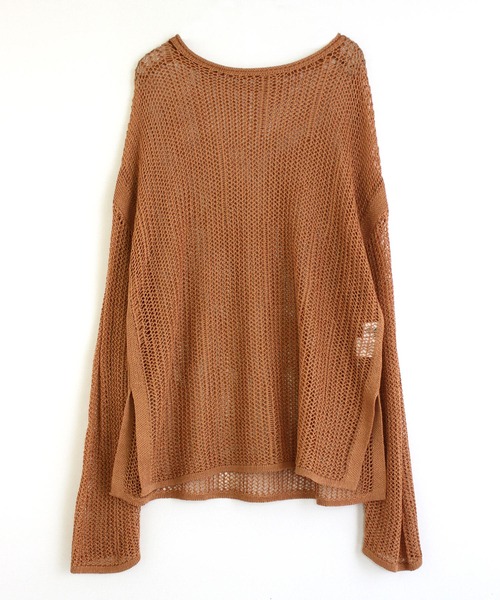 RNA-N（アールエヌエーエヌ）の「K2536 メッシュ編みビッグプルオーバー（ニット/セーター・レディース・オフホワイト/ベージュ/ブラウン・MEDIUM）」の5枚目の写真