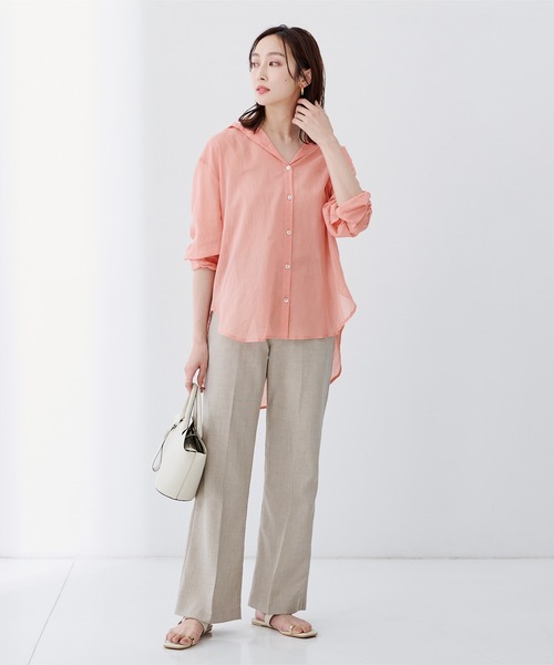 UR'S(ユアーズ)の「コットンシアーシャツブラウス(シャツ/ブラウス・レディース・オフホワイト/ピンク/イエロー/ブルー/ブラック・S/M/L)」の21枚目の写真