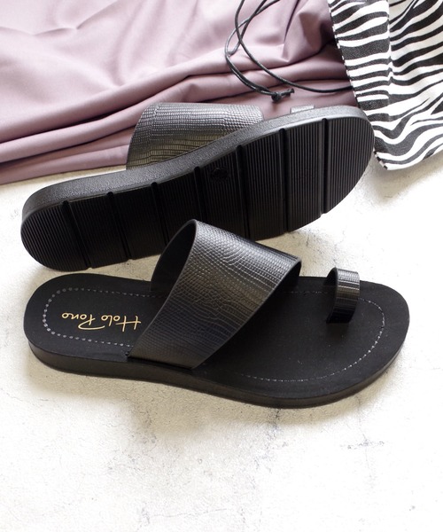 AmiAmi（アミアミ）の「サムリングフラットサンダル/トングサンダル（サンダル・レディース・ブラック/ブラック系その他/パイソン/アイボリー・LL/S/M/L）」の10枚目の写真