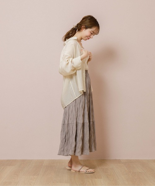 flower(フラワー)の「バルーンシアーシャツ2(シャツ/ブラウス・レディース・アイボリー/ベージュ/グリーン/ピンク・FREE)」の6枚目の写真