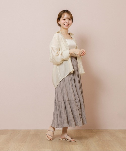 flower(フラワー)の「バルーンシアーシャツ2(シャツ/ブラウス・レディース・アイボリー/ベージュ/グリーン/ピンク・FREE)」の5枚目の写真