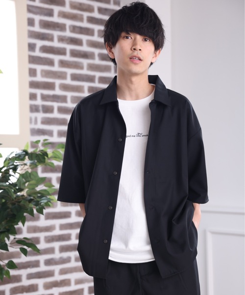 ACE SHOP（エースショップ）の「【セットアップ着用可】オーバーサイズリラックスシャツ【ファッション系YouTuberめんくろ。コラボ】（シャツ/ブラウス・メンズ・ブラック/ベージュ・MEDIUM/LARGE）」の2枚目の写真