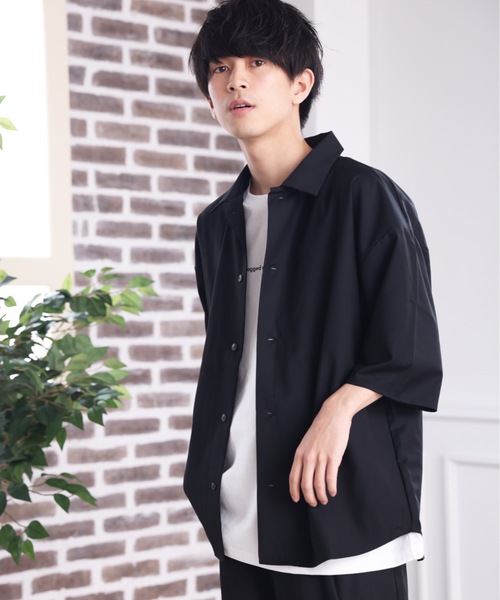 ACE SHOP（エースショップ）の「【セットアップ着用可】オーバーサイズリラックスシャツ【ファッション系YouTuberめんくろ。コラボ】（シャツ/ブラウス・メンズ・ブラック/ベージュ・MEDIUM/LARGE）」の3枚目の写真