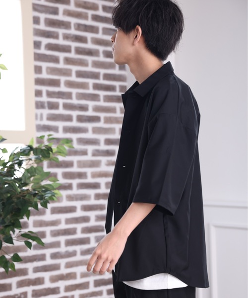 ACE SHOP（エースショップ）の「【セットアップ着用可】オーバーサイズリラックスシャツ【ファッション系YouTuberめんくろ。コラボ】（シャツ/ブラウス・メンズ・ブラック/ベージュ・MEDIUM/LARGE）」の7枚目の写真