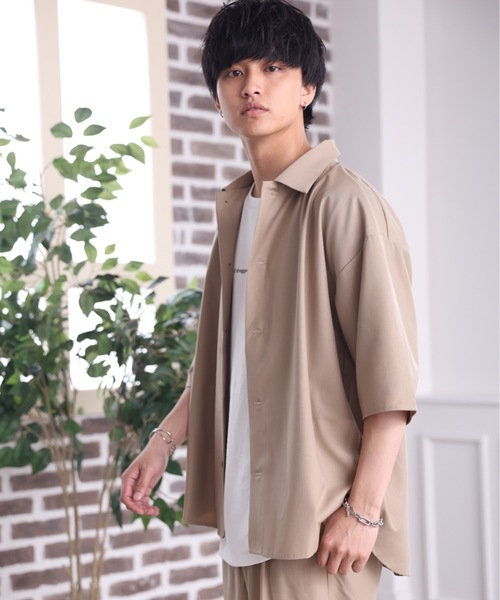 ACE SHOP（エースショップ）の「【セットアップ着用可】オーバーサイズリラックスシャツ【ファッション系YouTuberめんくろ。コラボ】（シャツ/ブラウス・メンズ・ブラック/ベージュ・MEDIUM/LARGE）」の13枚目の写真