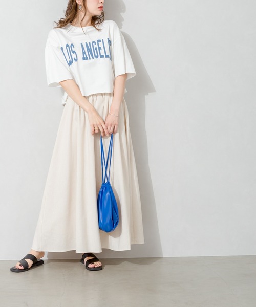 SpRay(スプレイ)の「LA発泡クロップドカットソー(Tシャツ/カットソー・レディース・チャコールグレー/ライトグレー/ブラック/ネイビー/オフホワイト・FREE)」の12枚目の写真
