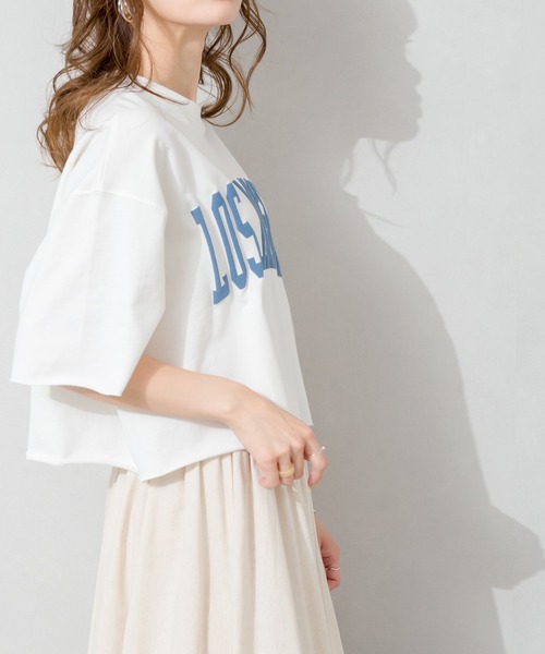 SpRay(スプレイ)の「LA発泡クロップドカットソー(Tシャツ/カットソー・レディース・チャコールグレー/ライトグレー/ブラック/ネイビー/オフホワイト・FREE)」の13枚目の写真