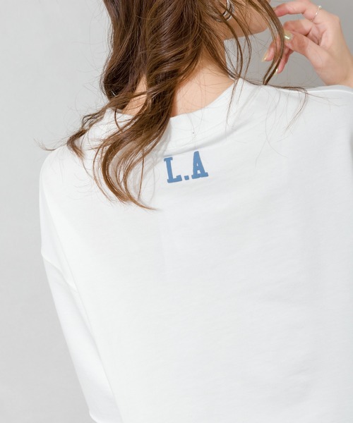 SpRay(スプレイ)の「LA発泡クロップドカットソー(Tシャツ/カットソー・レディース・チャコールグレー/ライトグレー/ブラック/ネイビー/オフホワイト・FREE)」の14枚目の写真