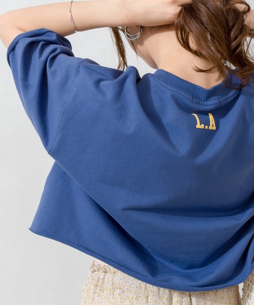 SpRay(スプレイ)の「LA発泡クロップドカットソー(Tシャツ/カットソー・レディース・チャコールグレー/ライトグレー/ブラック/ネイビー/オフホワイト・FREE)」の16枚目の写真