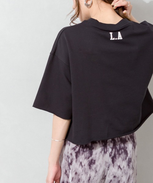 SpRay(スプレイ)の「LA発泡クロップドカットソー(Tシャツ/カットソー・レディース・チャコールグレー/ライトグレー/ブラック/ネイビー/オフホワイト・FREE)」の18枚目の写真