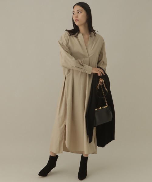 美品　カオス　Chaos 艶感 微光沢 シャツワンピース　ロングワンピース　Ｆ セール】Chaos(カオス)/リムシャツワンピース（ワンピース