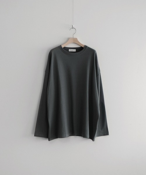 remer(リメール)の「loose basic long Tee/ルーズベーシックロンTee(Tシャツ/カットソー・メンズ・ホワイト/チャコールグレー/ライトグレー/ベージュ/カーキ/ブルーグレー/マスタード・SMALL/MEDIUM/LARGE)」の5枚目の写真