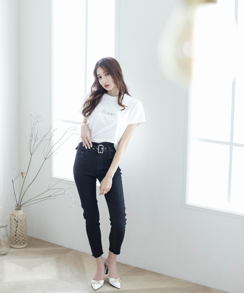 Julia Boutique(ジュリアブティック)の「ベルト付きハイウエストスキニーデニムパンツ/21123(デニムパンツ・レディース・ブラック/ネイビー・LL/3L/S/M/L)」の5枚目の写真