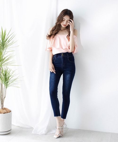 Julia Boutique(ジュリアブティック)の「ベルト付きハイウエストスキニーデニムパンツ/21123(デニムパンツ・レディース・ブラック/ネイビー・LL/3L/S/M/L)」の9枚目の写真