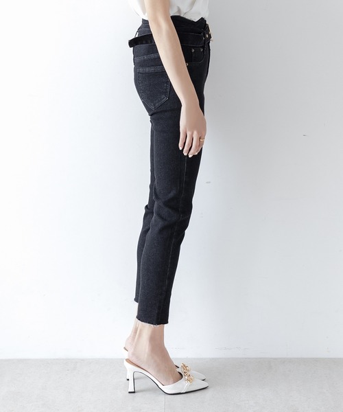 Julia Boutique(ジュリアブティック)の「ベルト付きハイウエストスキニーデニムパンツ/21123(デニムパンツ・レディース・ブラック/ネイビー・LL/3L/S/M/L)」の10枚目の写真