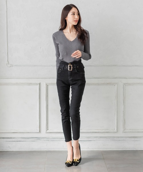 Julia Boutique(ジュリアブティック)の「ベルト付きハイウエストスキニーデニムパンツ/21123(デニムパンツ・レディース・ブラック/ネイビー・LL/3L/S/M/L)」の20枚目の写真