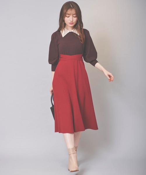 31 Sons de mode(トランテアン ソン ドゥ モード)の「襟付きニットワンピース(ワンピース・レディース・レッド/マスタード/ネイビー・36)」の11枚目の写真
