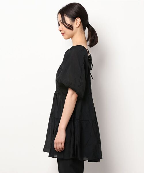 one after another NICE CLAUP(ワンアフターアナザーナイスクラップ)の「前後2Wayティーアードチュニック(ワンピース・レディース・アイボリー/チェック/オフホワイト/ブラック・FREE)」の6枚目の写真