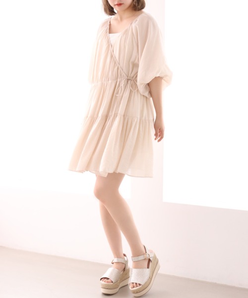 one after another NICE CLAUP(ワンアフターアナザーナイスクラップ)の「前後2Wayティーアードチュニック(ワンピース・レディース・アイボリー/チェック/オフホワイト/ブラック・FREE)」の4枚目の写真