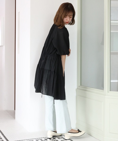 one after another NICE CLAUP(ワンアフターアナザーナイスクラップ)の「前後2Wayティーアードチュニック(ワンピース・レディース・アイボリー/チェック/オフホワイト/ブラック・FREE)」の11枚目の写真