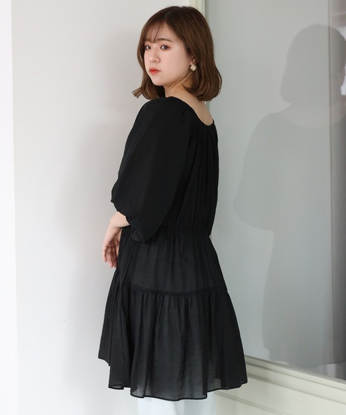 one after another NICE CLAUP(ワンアフターアナザーナイスクラップ)の「前後2Wayティーアードチュニック(ワンピース・レディース・アイボリー/チェック/オフホワイト/ブラック・FREE)」の13枚目の写真