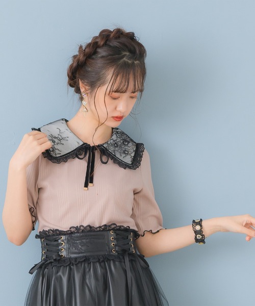 ROJITA(ロジータ)の「Wレース衿テレコトップス(Tシャツ/カットソー・レディース・ブラック/ピンク/アイボリー・FREE)」の20枚目の写真