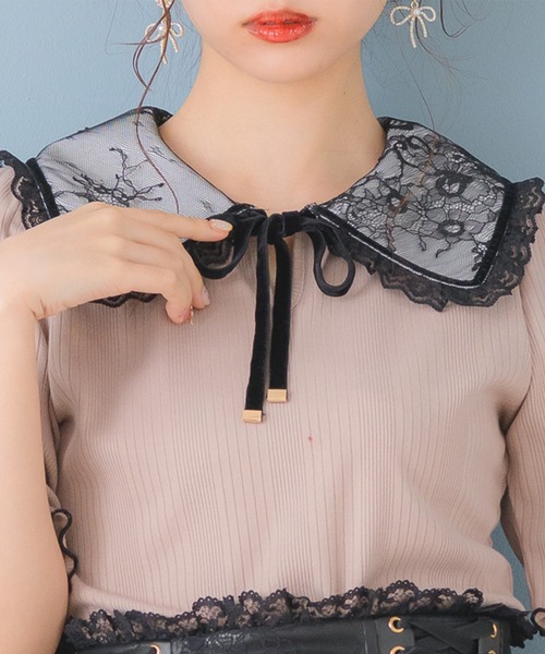 ROJITA(ロジータ)の「Wレース衿テレコトップス(Tシャツ/カットソー・レディース・ブラック/ピンク/アイボリー・FREE)」の16枚目の写真
