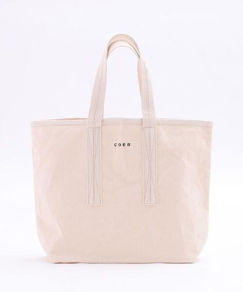 coen（コーエン）の「【Lサイズ】coenコーエンロゴトートバッグL（トートバッグ・レディース・オフホワイト/ブラック/グレー・FREE）」の11枚目の写真