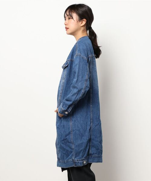 coca(coca)(コカ)の「ロングデニムジャケット(デニムジャケット・レディース・ブラック/ブルー・M/L)」の4枚目の写真