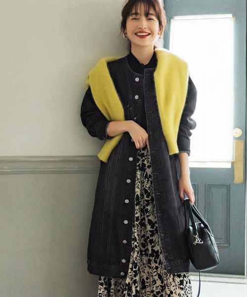 coca(coca)(コカ)の「ロングデニムジャケット(デニムジャケット・レディース・ブラック/ブルー・M/L)」の1枚目の写真