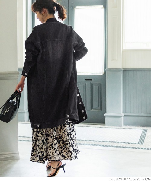 coca(coca)(コカ)の「ロングデニムジャケット(デニムジャケット・レディース・ブラック/ブルー・M/L)」の8枚目の写真