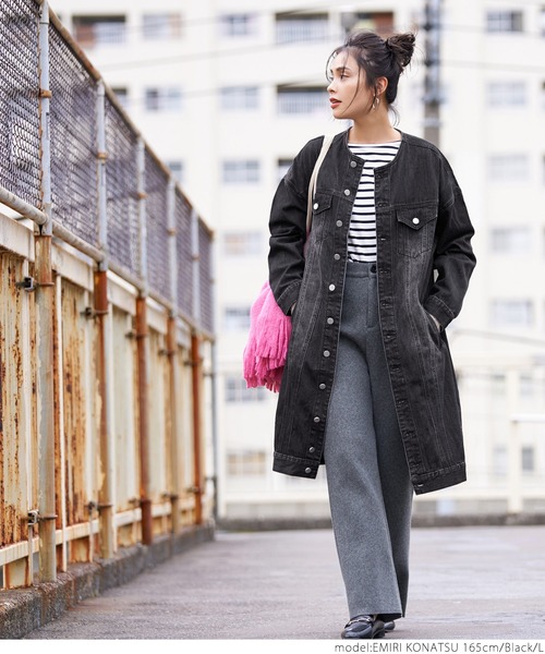 coca(coca)(コカ)の「ロングデニムジャケット(デニムジャケット・レディース・ブラック/ブルー・M/L)」の10枚目の写真