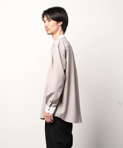 Confirm(コンファーム)の「Confirm / コンファーム TRクレリックLSビッグバンドカラーシャツ(シャツ/ブラウス・メンズ・ホワイト/ブラック/ブラウン/グレー/サックスブルー/ピンク/アイボリー・FREE)」の11枚目の写真