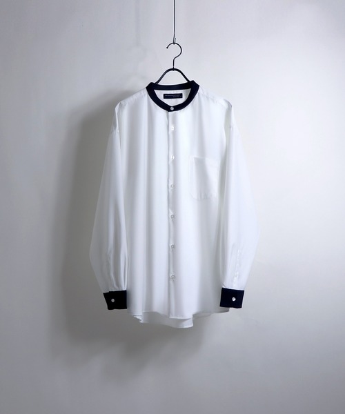 Confirm(コンファーム)の「Confirm / コンファーム TRクレリックLSビッグバンドカラーシャツ(シャツ/ブラウス・メンズ・ホワイト/ブラック/ブラウン/グレー/サックスブルー/ピンク/アイボリー・FREE)」の1枚目の写真