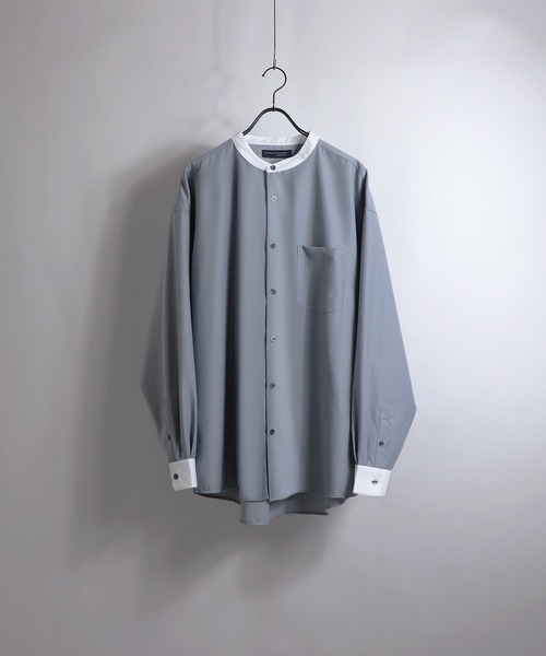 Confirm(コンファーム)の「Confirm / コンファーム TRクレリックLSビッグバンドカラーシャツ(シャツ/ブラウス・メンズ・ホワイト/ブラック/ブラウン/グレー/サックスブルー/ピンク/アイボリー・FREE)」の6枚目の写真